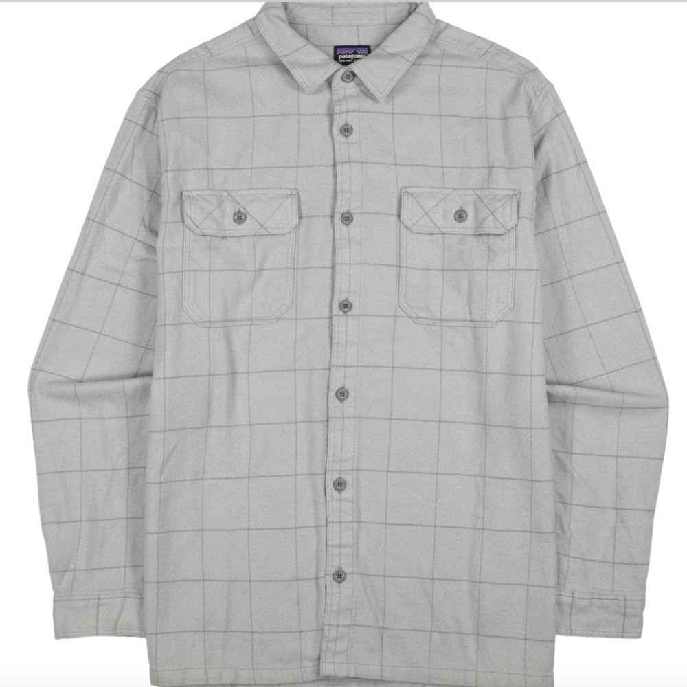 Patagonia Mens Plaid Gray Button Down Fjord Shirt